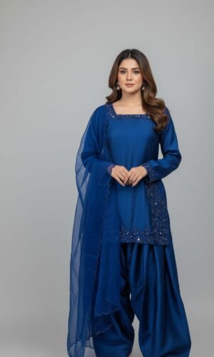 Royal Prussian Blue Shalwar Kameez