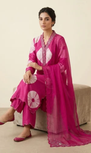 Magenta Tie-Dye Silk Set
