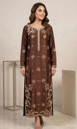 Mocha Royale Handcrafted Sheesha Silk Suit