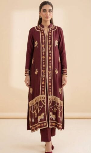 Burgundy Handcrafted Sheesha Silk