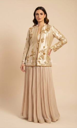 Champagne Royale Embellished Jacket Gown