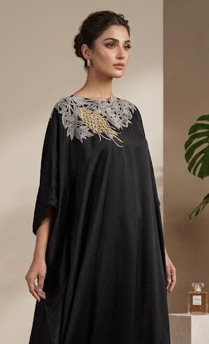 Midnight Majesty Embellished Silk Kaftan