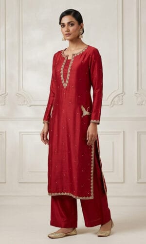 Ruby Royale Handcrafted Sheesha Silk Suit