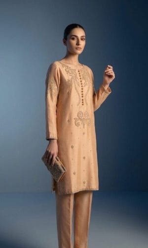 Golden Aura Handcrafted Sheesha Silk Suit