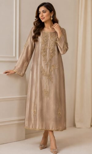 Golden Handcrafted Sheesha Silk Suit