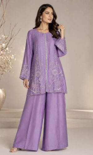 Crystal Handwork Embroidered Silk Suit